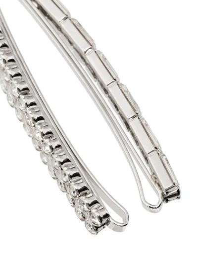 Shop Alessandra Rich Double Row Crystal Hair Slides (set Of 3) In Metallic