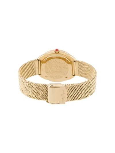 Shop Ferragamo Cuir 34mm Watch In Gold