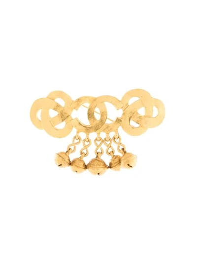 Pre-owned Chanel Cc Logos Swinging Brooch In Gold