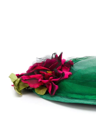 Pre-owned A.n.g.e.l.o. Vintage Cult 1950's Floral Appliqué Hat In Green