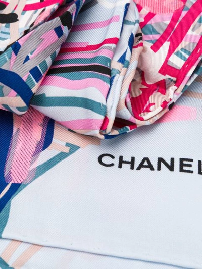 Pre-owned Chanel Brushstroke Print Scarf In Pink