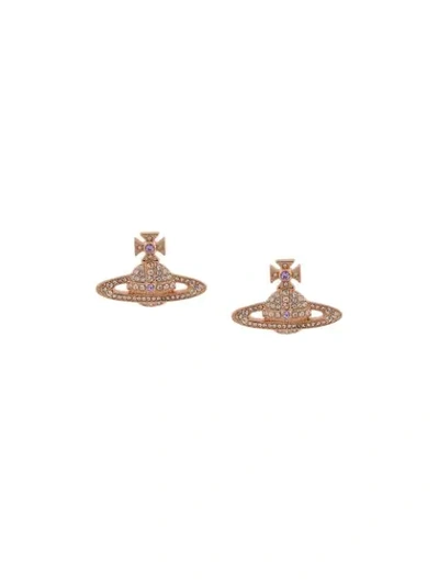 Shop Vivienne Westwood Ariella Rhinestone Embellished Earrings In Pink