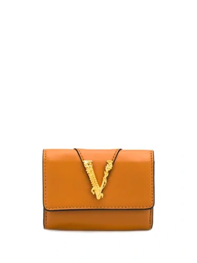 Shop Versace Virtus Purse In Brown