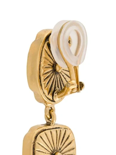 Shop Goossens Two Cabochons Earrings In Gold