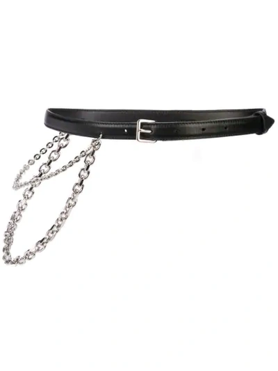 Shop Altuzarra Shasti Slim Belt In Shiny Nickel/black