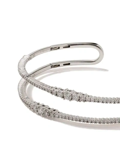 Shop As29 18kt White Gold Icicle Diamond Double Bangle In Silver