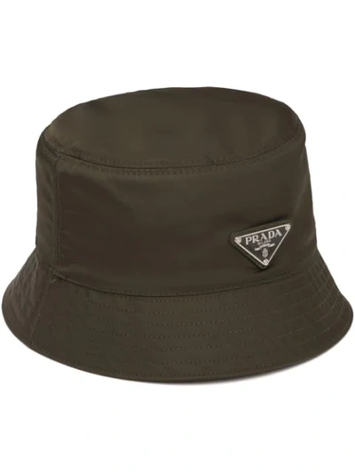 Shop Prada Logo Bucket Hat In Green