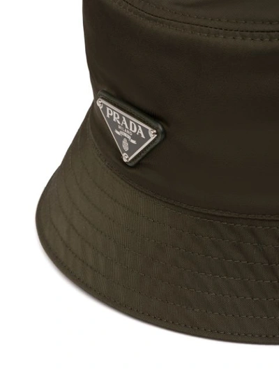 Shop Prada Logo Bucket Hat In Green