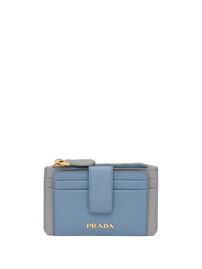 Shop Prada Snap-tab Card Holder In Blue