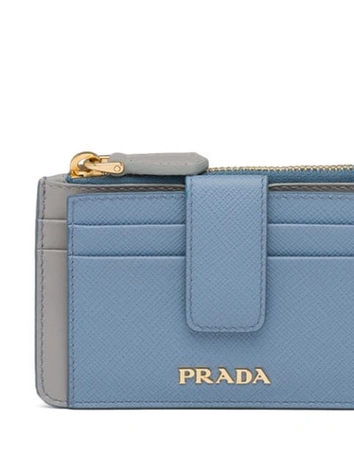 Shop Prada Snap-tab Card Holder In Blue