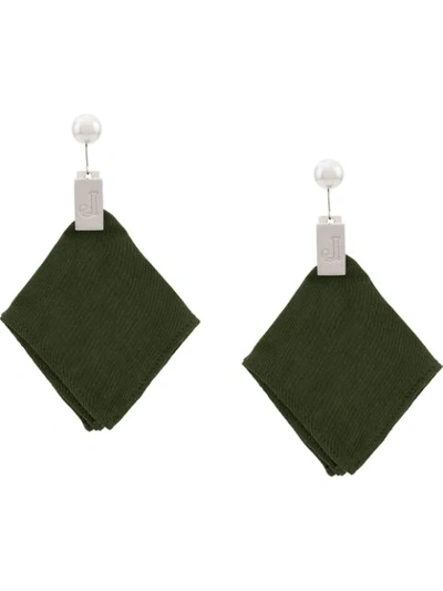Shop Jacquemus Cloth Clip Earrings In Green