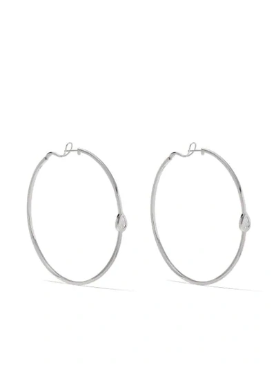 Shop As29 18kt White Gold Diamond Calvet Pear Llusion Hoop Earrings