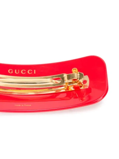 Shop Gucci Crystal-embellished Logo Hair Clip In Red