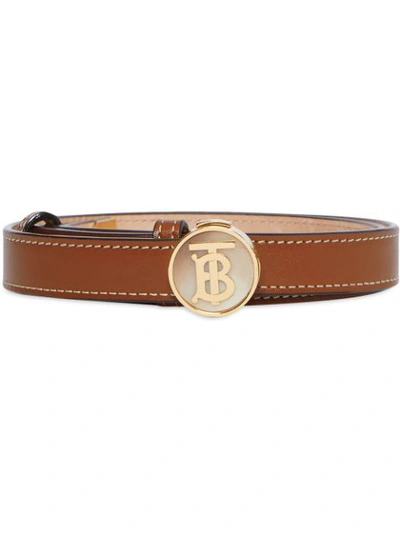 Shop Burberry Monogram Motif Leather Belt In Brown