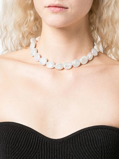 Shop Lizzie Fortunato Goa Pearl Collar Necklace In White