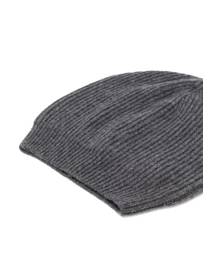 Shop Fabiana Filippi Ribbed Knit Beanie Hat In Grey