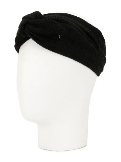 Pre-owned Chanel Metal Cc Turban In Black