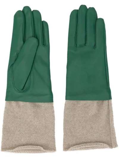 Shop Undercover Knitted Detail Gloves In Green