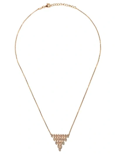 Shop As29 18kt Rose Gold Baguette 5 Rows Vertical Triangle Diamond Necklace
