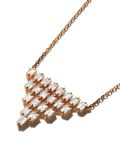 Shop As29 18kt Rose Gold Baguette 5 Rows Vertical Triangle Diamond Necklace