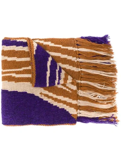 Shop Just Cavalli Intarsia Knit Scarf In Purple