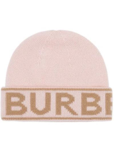 Shop Burberry Logo Beanie In Pink