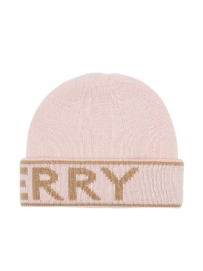 Shop Burberry Logo Beanie In Pink