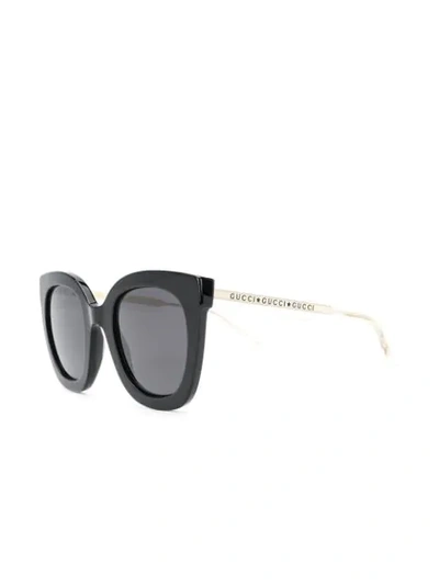 Shop Gucci Oversized Cat Eye Sunglasses In Black