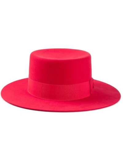 Shop Saint Laurent Wide Brim Hat In Red
