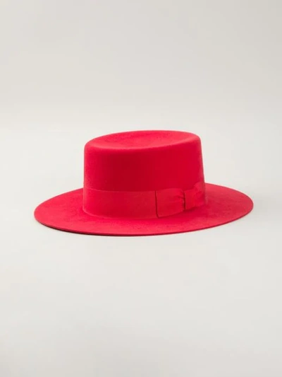 Shop Saint Laurent Wide Brim Hat In Red