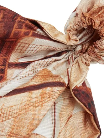 Shop Burberry Mariner Print Silk Hair Scarf In Brown