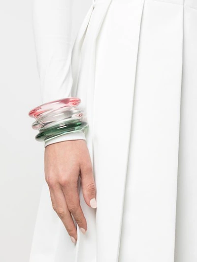 Shop Lizzie Fortunato Gradient Ribbed Cuff Bracelet In Green