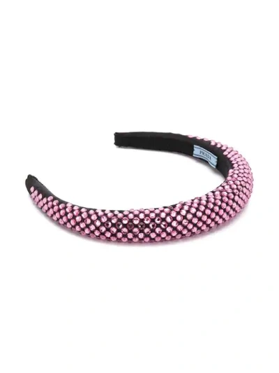 Shop Prada Studded Embellished Headband In Black