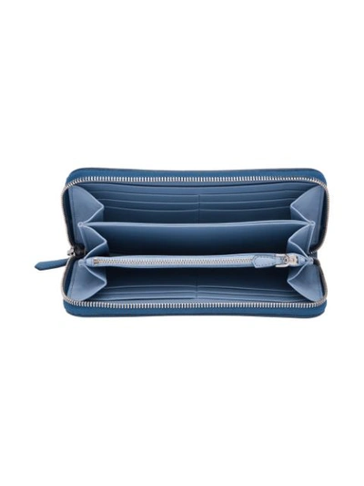 Shop Prada Leather Wallet In Blue