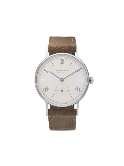 Shop Nomos Ludwig 33mm In White, Silver-plated