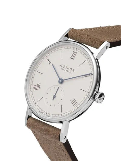 Shop Nomos Ludwig 33mm In White, Silver-plated