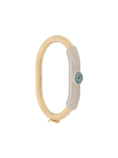 Shop Chloé Turquoise Stone Bangle In Gold
