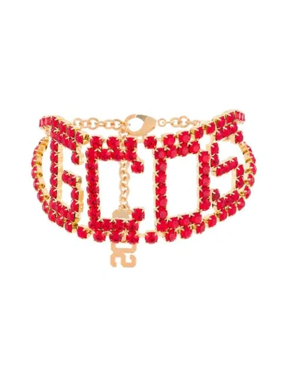 Shop Gcds Logo Chocker Necklace In 03 Rosso