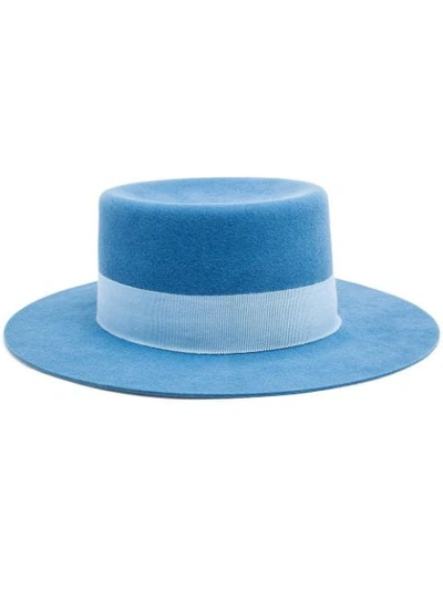 Shop Saint Laurent Rabbit Felt Hat In Blue