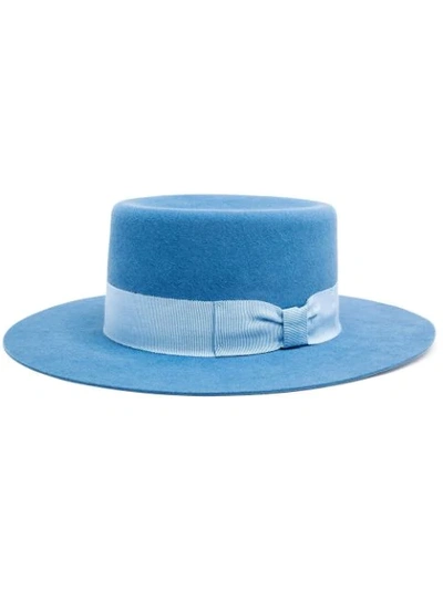 Shop Saint Laurent Rabbit Felt Hat In Blue