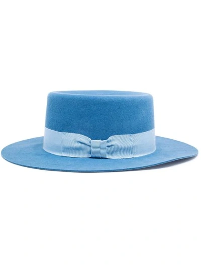 Shop Saint Laurent Rabbit Felt Hat In Blue
