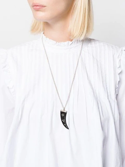 Shop Isabel Marant Horn Pendant Chain Necklace In Black