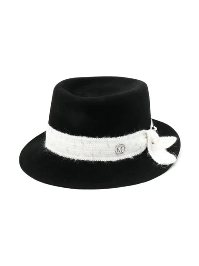Shop Maison Michel Logo-plaque Fedora Hat In Black