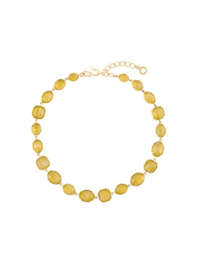 Shop Goossens Cabochons Crystal-embellished Necklace In Gold