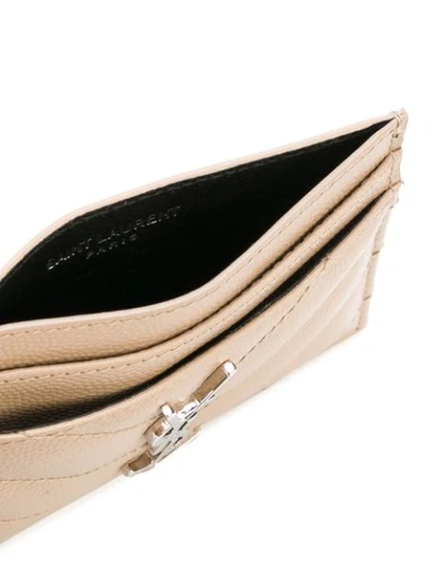 Saint Laurent Quilted Credit Card Case In Neutrals