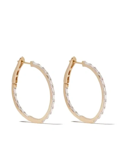 Shop As29 18kt Yellow White Diamond Baguette Medium Hoops In Yellow Gold