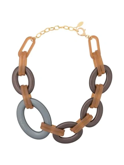 Shop Giorgio Armani Oval Link Necklace - Brown