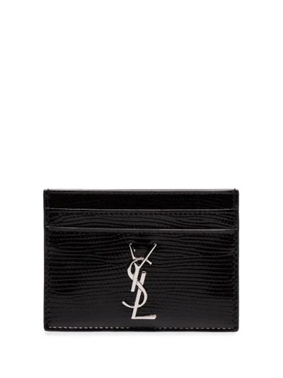 Shop Saint Laurent Lizard-effect Leather Cardholder In Black