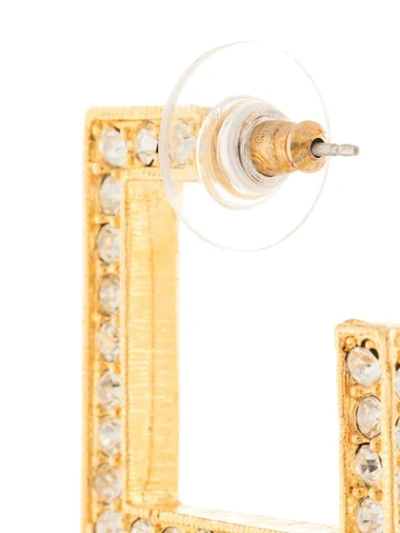 Shop Kenneth Jay Lane Square Shaped Hoop Earrings In Gold