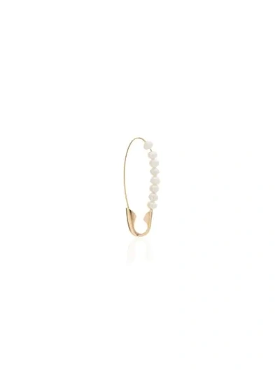 Shop Loren Stewart 14kt Gold Pearl-embellished Safety Pin Earring In White